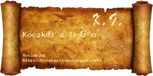 Koczkás Irén névjegykártya