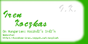 iren koczkas business card